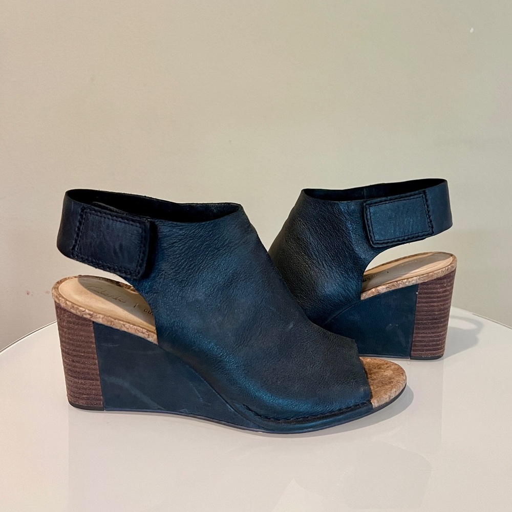 Clark’s open toe wedge
